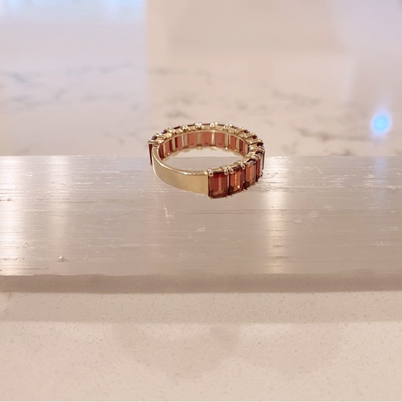 Emerald Cut Garnet Band 14k gold size 6.5 - Picture 3 of 6
